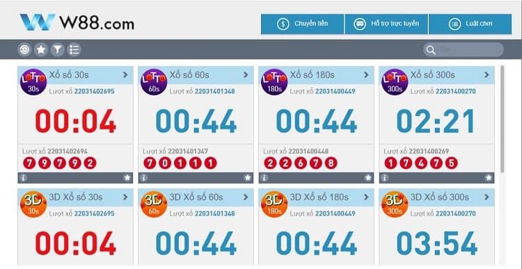 chơi lotto tại W88