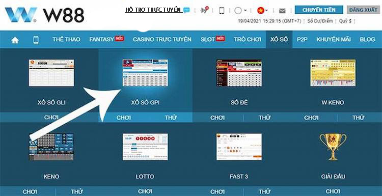 Xổ số GPI tại nhà cái W88
