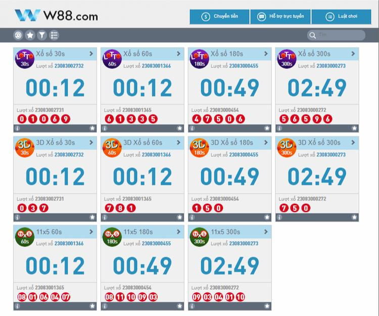 Đặt cược Xổ Số Lotto W88