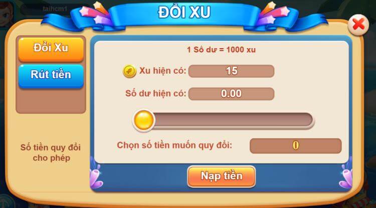 Đổi xu bắn cá