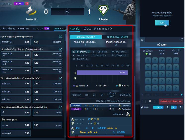 bảng thống kê của tf gaming