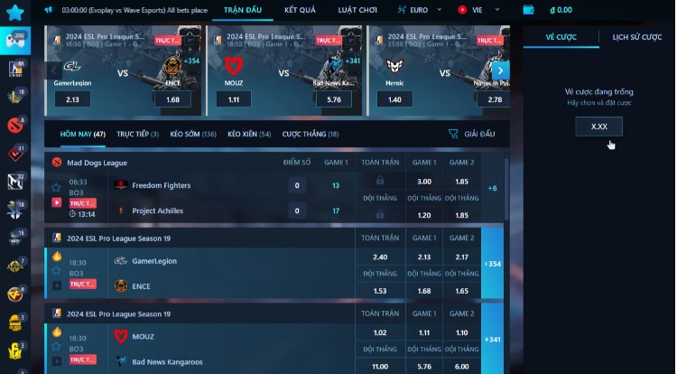 giao diện tf gaming