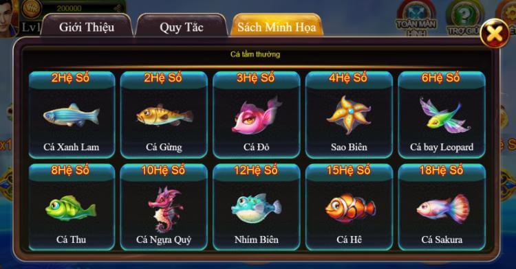 bảng hệ số thưởng bắn cá