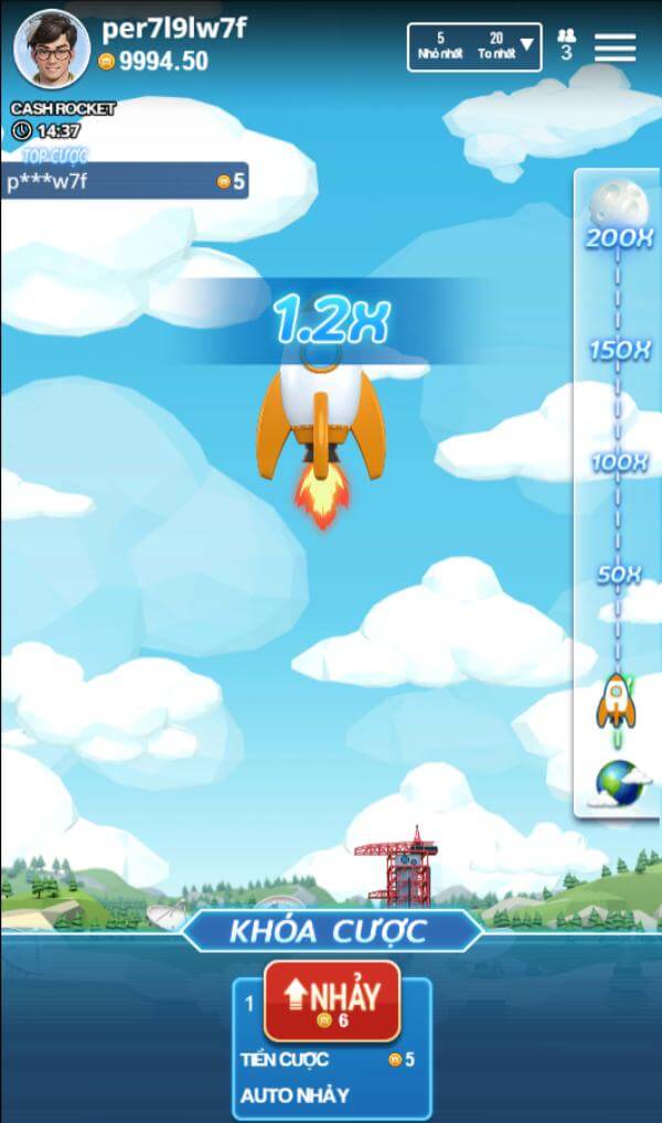 chơi cash rocket tại w88